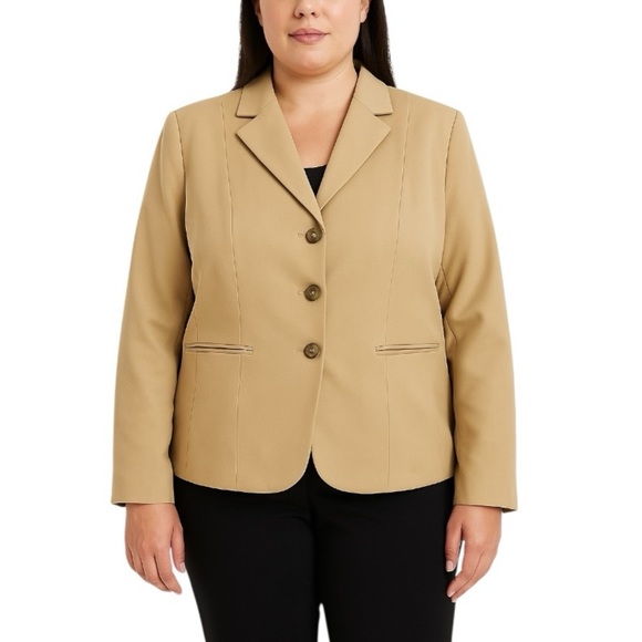 Jones New York Collection Notched Lapel Three-button blazer in Light Tan size 12 - Picture 1 of 8
